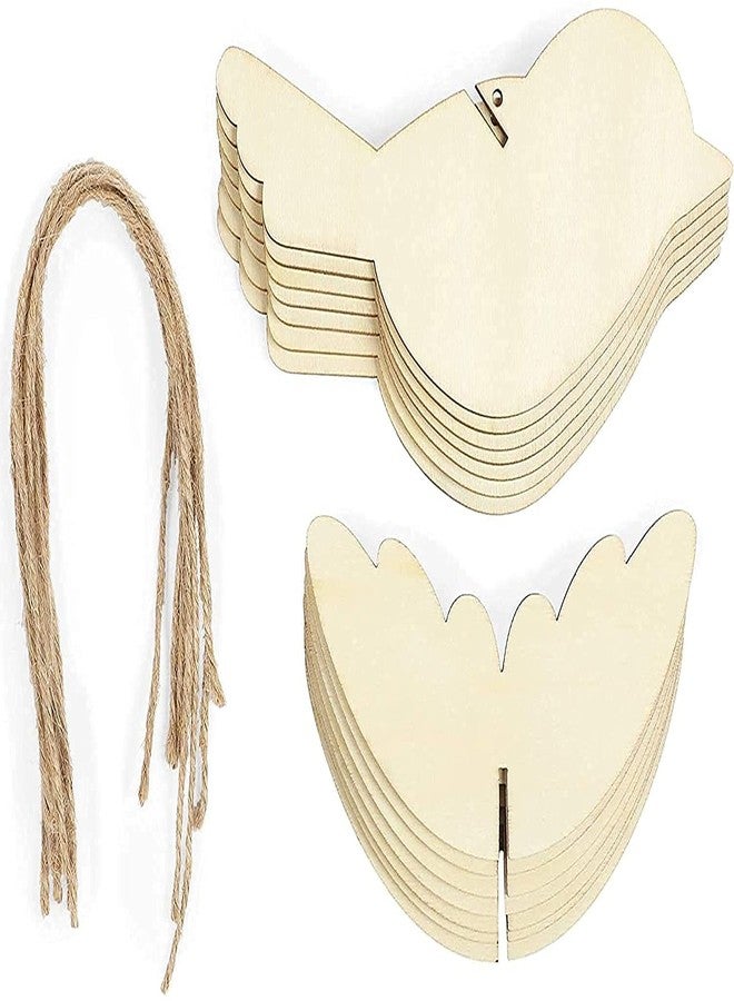 Cliths Pack of 10 Hanging Birds Unfinished 3D Wooden Birds Cutouts to Paint for DIY Crafts, Signs, Gift Tags, Home Decor Wood Cutout - Image 2
